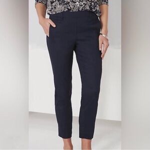 NWOT J. Jill Linen Stretch Slit Hem Pant In Navy 265151 With Pockets Size Medium